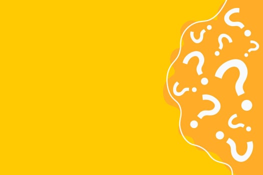 Question mark copy space background. Yellow quiz banner template. vector
