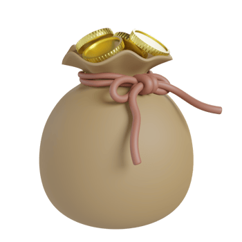 icon gold coin pouch, 3D render illustration png