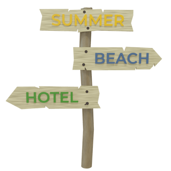 summer vacation hotel or beach directions, 3D rendering png