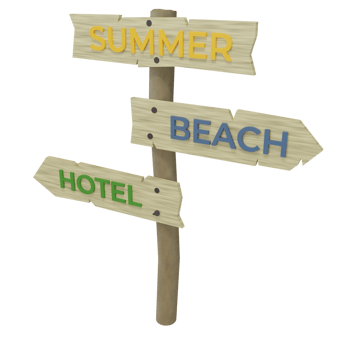 summer vacation hotel or beach directions, 3D rendering png