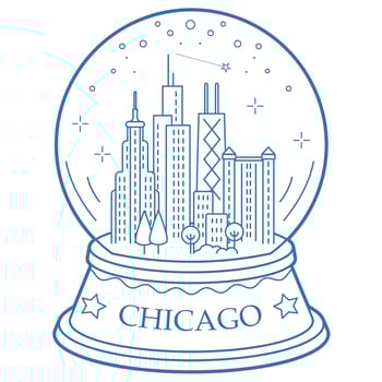 Chicago snow globe vector illustration