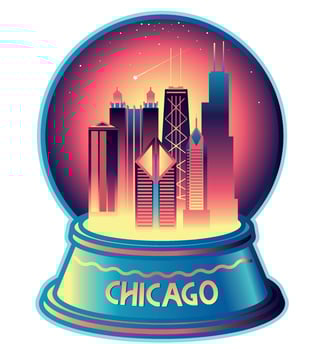 Chicago snow globe vector illustration