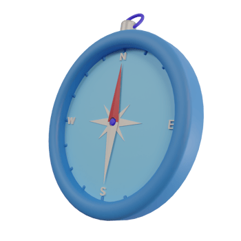blue compass directions concept for travel and summer vacation. 3d render png