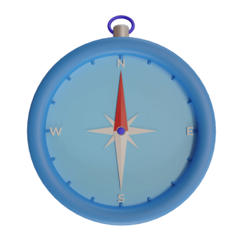 blue compass directions concept for travel and summer vacation. 3d render png