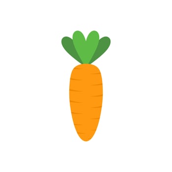 carrot flat design vector illustration. Carrot icon isolated on white background. Veg icon illustration. Carrot, vegetable, food, vector flat style. Vector orange flat carrot icon.
