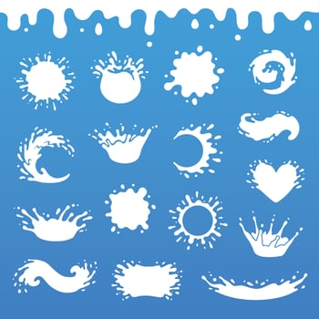 White milkshake splash, milk beverage drops, fresh milky yogurt splashes or natural dairy drop blots vector set