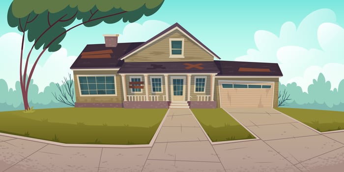 Abandoned house, old residential suburban cottage vector