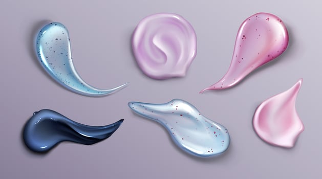 Cosmetic cream and scrub smear realistic set vector