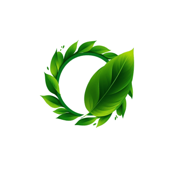 Simple green leaf logo on transparent background, created with png