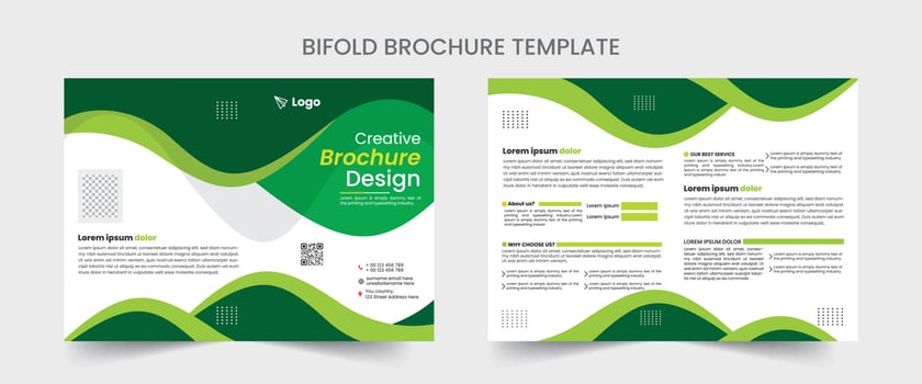Bi fold Brochure Design Template for your Company with minimal and modern shapes in A4 format. vector