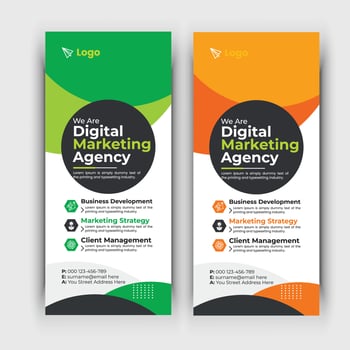Modern roll up banner, Professional stand banner template design with creative shapes and idea. vector