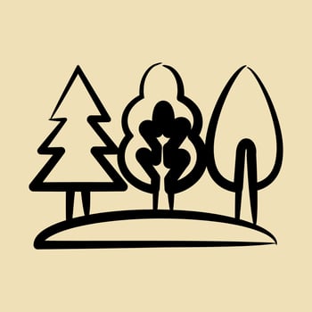 Icon forest. Camping and adventure elements. Icons in hand drawn style. Good for prints, posters, logo, advertisement, infographics, etc. vector