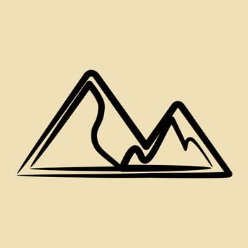 Icon mountains. Camping and adventure elements. Icons in hand drawn style. Good for prints, posters, logo, advertisement, infographics, etc. vector