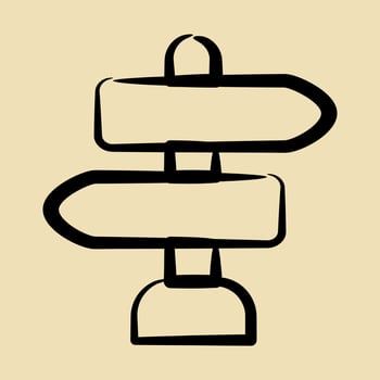 Icon direction sign. Camping and adventure elements. Icons in hand drawn style. Good for prints, posters, logo, advertisement, infographics, etc. vector