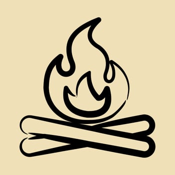 Icon campfire. Camping and adventure elements. Icons in hand drawn style. Good for prints, posters, logo, advertisement, infographics, etc. vector