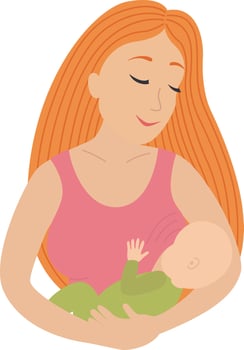 Mother breastfeeding her young child. Breastfeed. vector