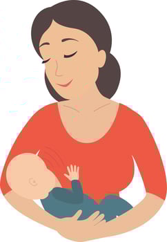 Mother breastfeeding her young child. Breastfeed. vector