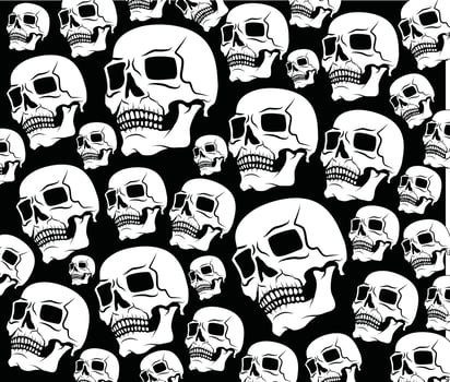 White Skulls, Isolated Background. vector