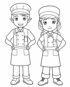 kids as kitchen staff vector