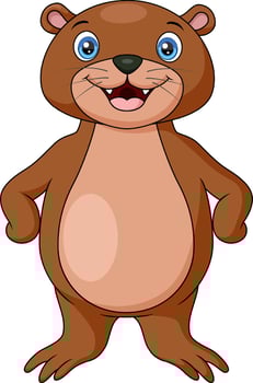 Cute otter cartoon on white background vector
