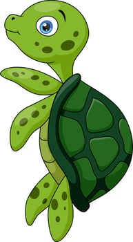 Cute baby turtle cartoon on white background vector