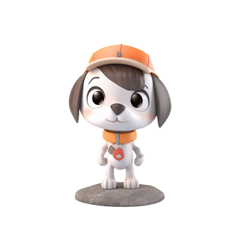 3D cute dog character png