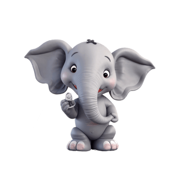 3D cute elephant character png