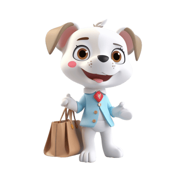 3D cute dog character png