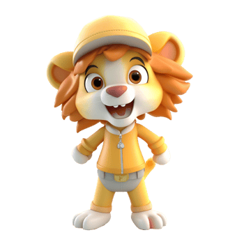 3D cute lion character png