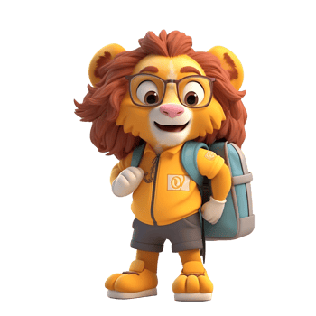 3D cute lion character png