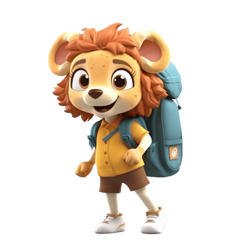 3D cute lion character png