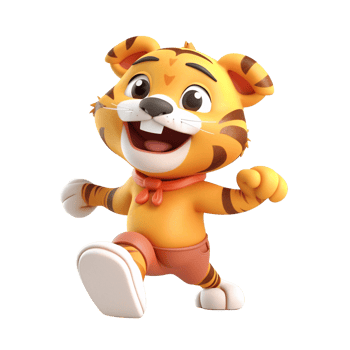 3D cute tiger character png