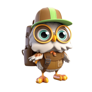 3D cute owl character png