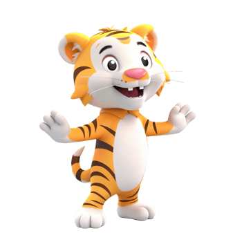 3D cute tiger character png