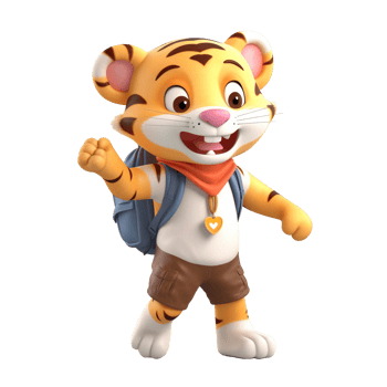 3D cute tiger character png
