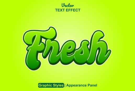 fresh text effect with green color graphic style and editable. vector