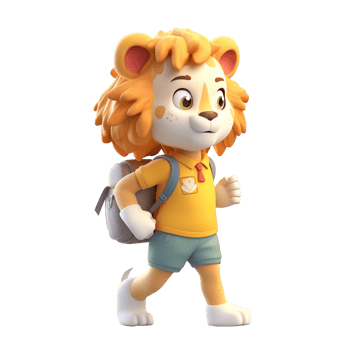 3D cute lion character png