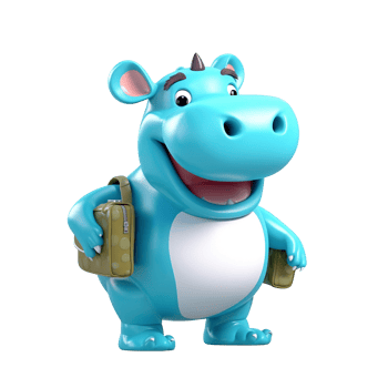 3D cute hippopotamus character png