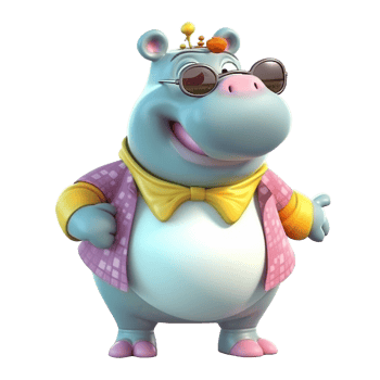 3D cute hippopotamus character png