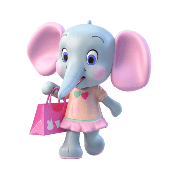 3D cute elephant character png