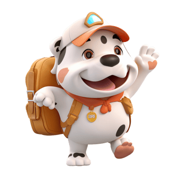 3D cute dog character png