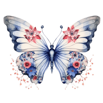 Butterfly in watercolor for 4th of July American independence day with AI genaerated png