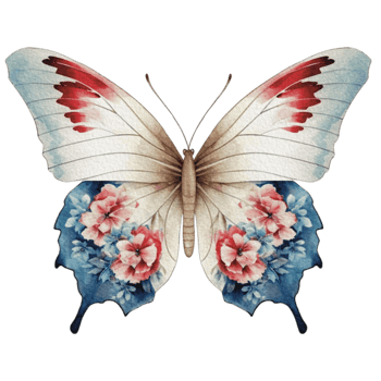 Butterfly in watercolor for 4th of July American independence day with png