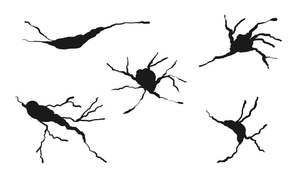 Hand drawn cracked wall, ground, glass, egg. doodle break set. vector illustration
