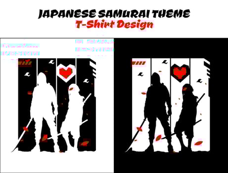 urban samurai, silhouette of a couple samurai in the night, silhouette japan samurai vector for design t shirt concept, silhouette samurai, Japanese t-shirt design