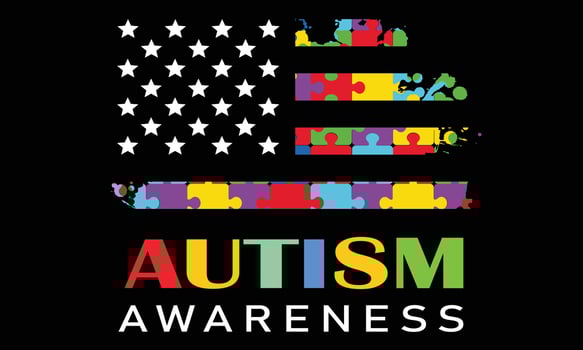 Autism Awareness T-shirt Design Vector Illustration.Trend lettering. Multicolored puzzle in the form of heart of brush strokes. Healthcare concept. Vector illustration on white background