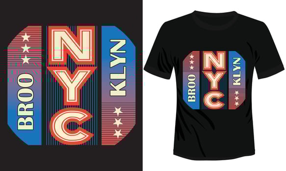classic retro style t-shirt design with the Brooklyn and NYC text black background vector