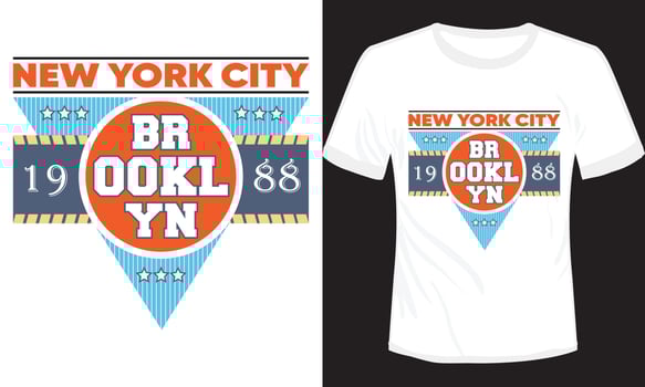 NYC classic vector t-shirt design with the Brooklyn text black background, print-ready t-shirt design.