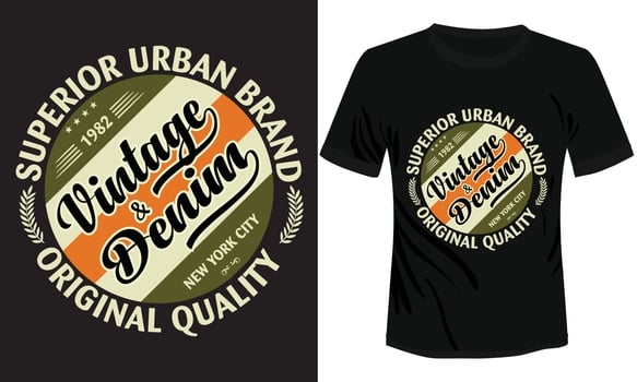Vintage vector t-shirt illustration design, Superior Denim vintage t-shirt