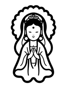 Vector icon of Guanyin bodhisattva Asian deity
